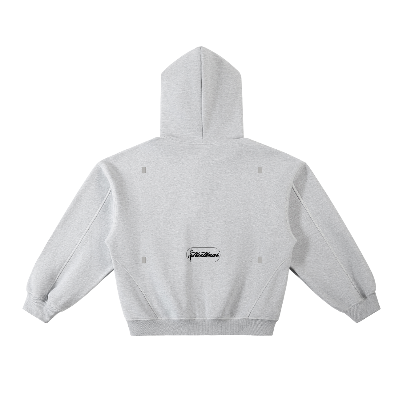Contrast-Stitched Boxy Fleece Hoodie