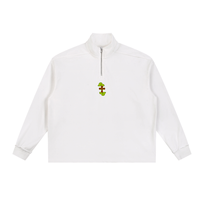 Half-Zip Rolled Edge Fleece Sweatshirt