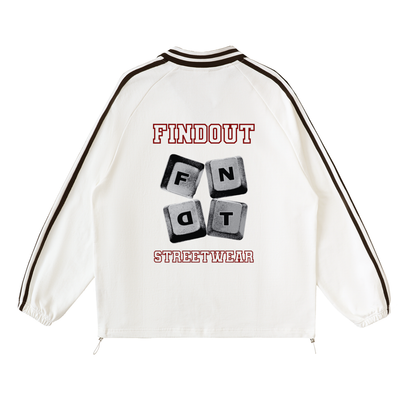 Contrast Striped Lapel Collar Sweatshirt