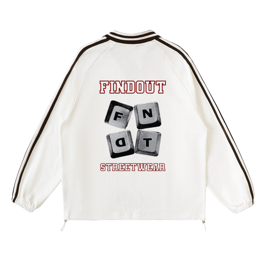 Contrast Striped Lapel Collar Sweatshirt