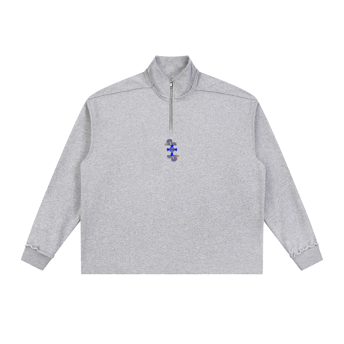Half-Zip Rolled Edge Fleece Sweatshirt