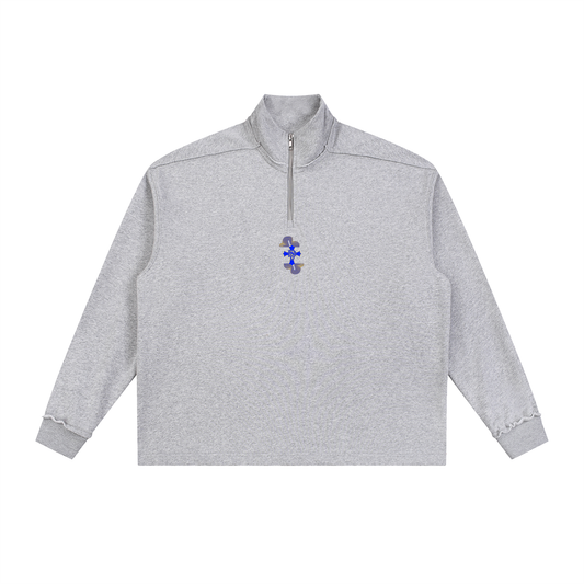Half-Zip Rolled Edge Fleece Sweatshirt