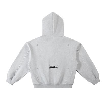 Contrast-Stitched Boxy Fleece Hoodie
