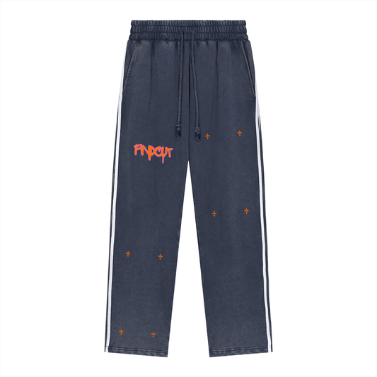 Snow Washed Contrast Tape Sweatpants
