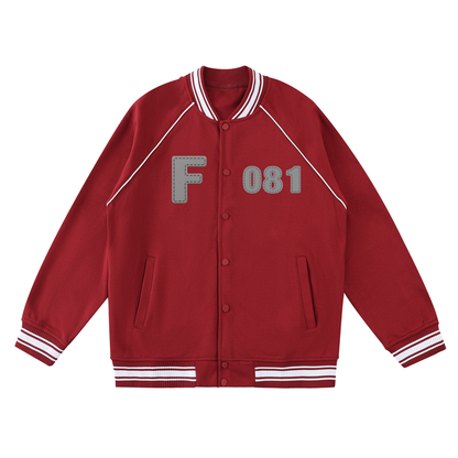 Contrast Trim Raglan Varsity Jacket