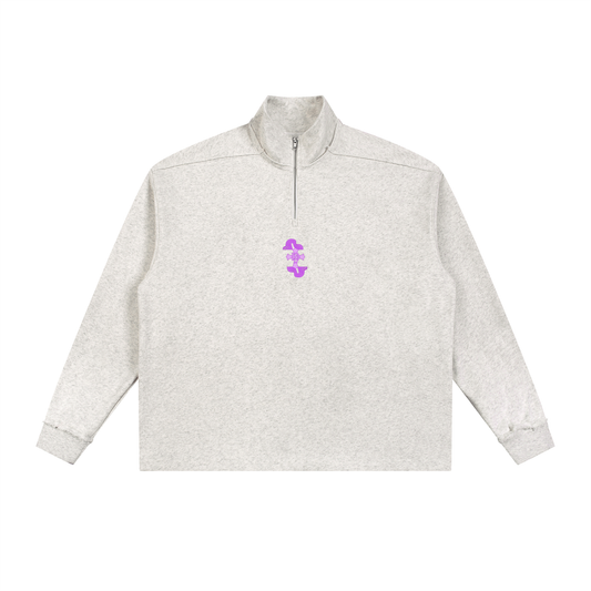Half-Zip Rolled Edge Fleece Sweatshirt