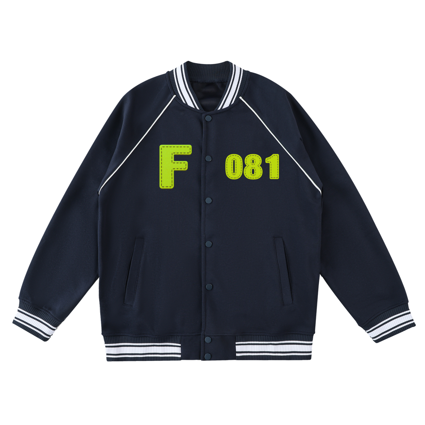 Contrast Trim Raglan Varsity Jacket