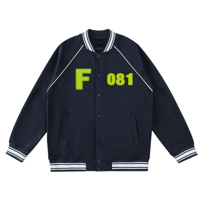 Contrast Trim Raglan Varsity Jacket