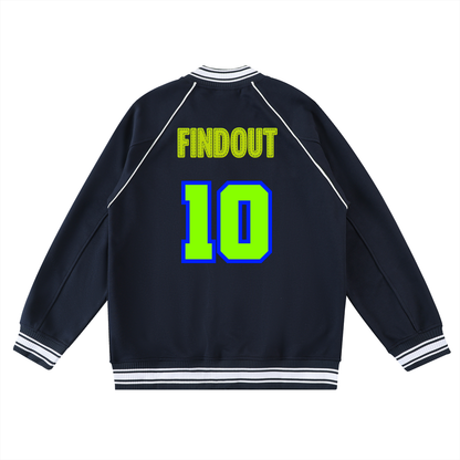 Contrast Trim Raglan Varsity Jacket