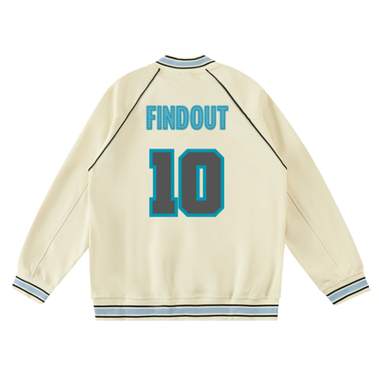 Contrast Trim Raglan Varsity Jacket