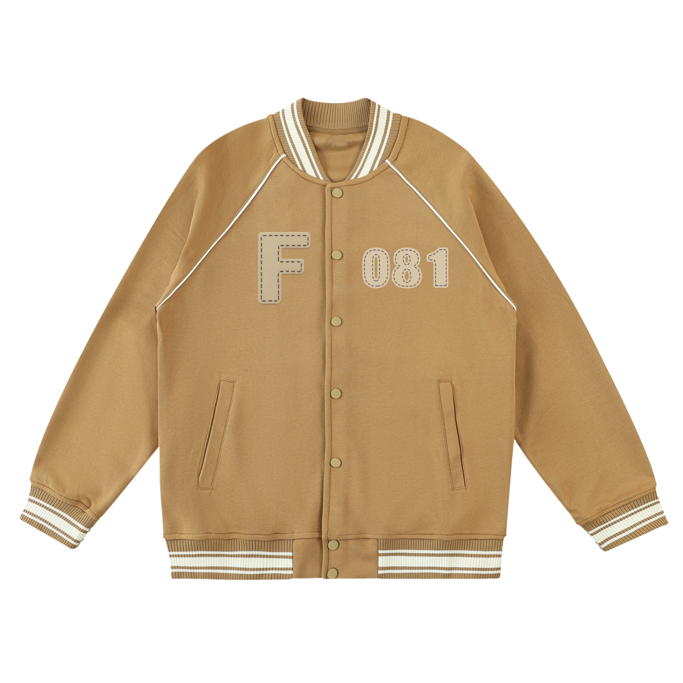 Contrast Trim Raglan Varsity Jacket