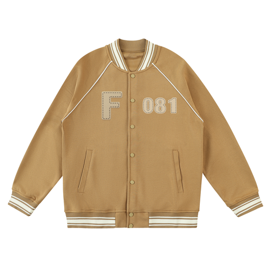 Contrast Trim Raglan Varsity Jacket