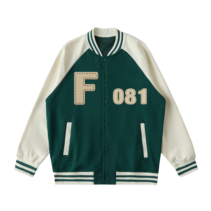 Two Tone Raglan Sleeve Varsity Jacket