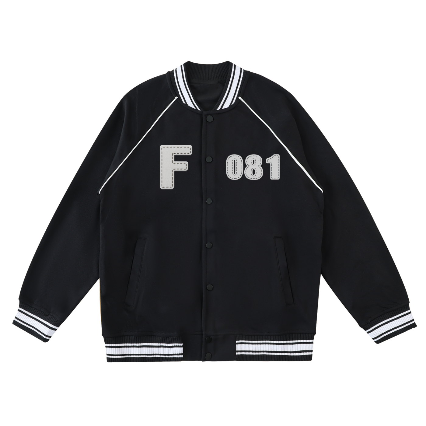 Contrast Trim Raglan Varsity Jacket