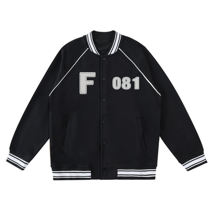 Contrast Trim Raglan Varsity Jacket