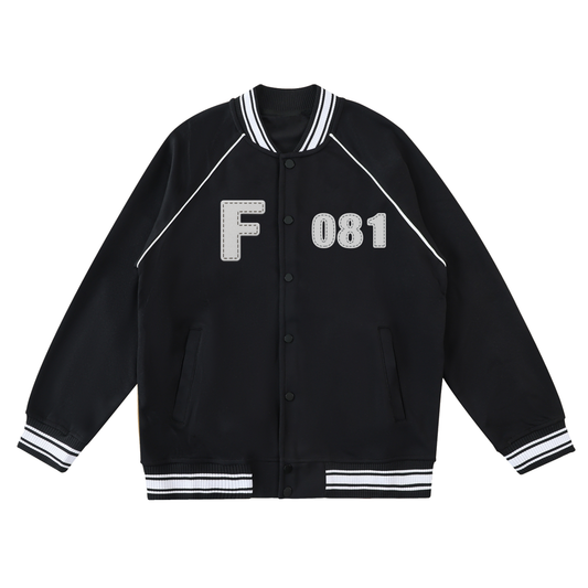 Contrast Trim Raglan Varsity Jacket