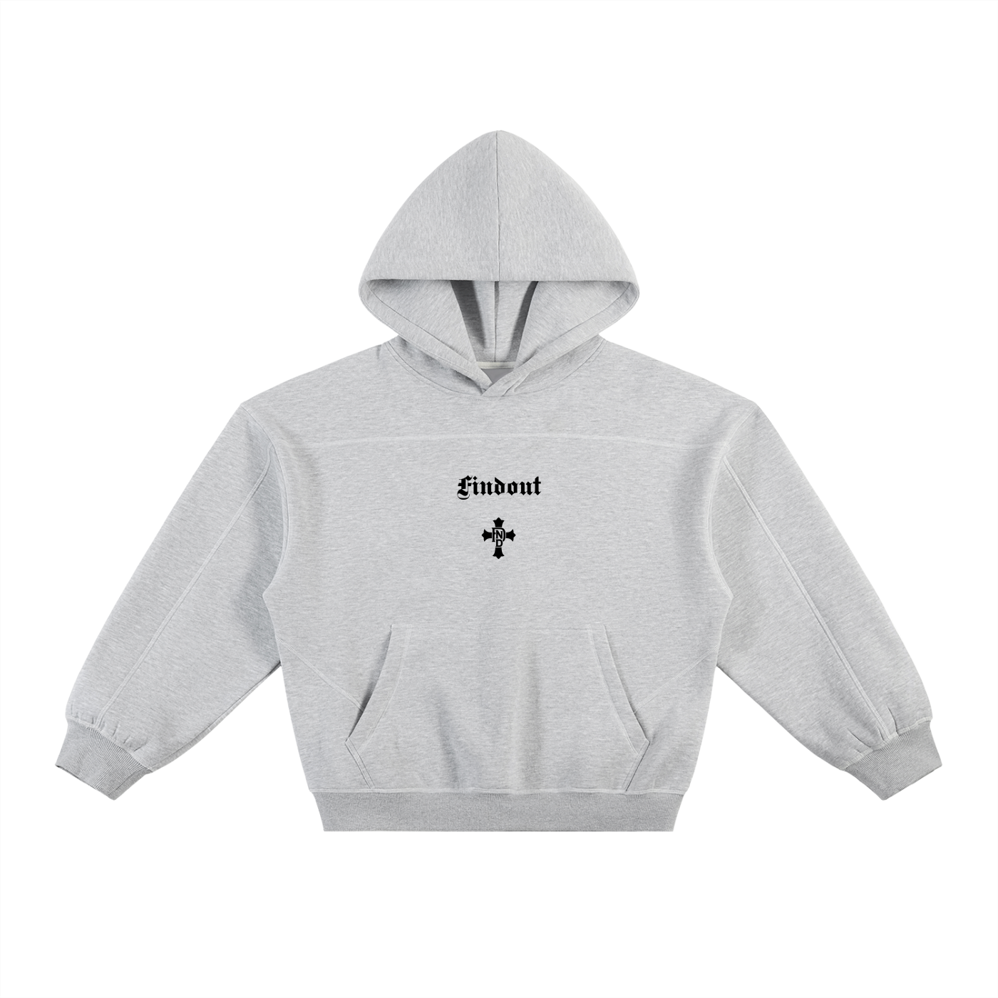 Contrast-Stitched Boxy Fleece Hoodie