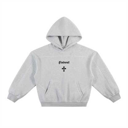Contrast-Stitched Boxy Fleece Hoodie
