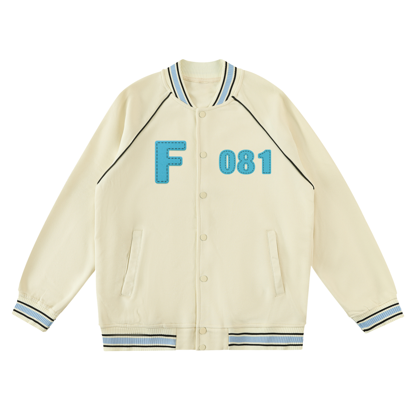 Contrast Trim Raglan Varsity Jacket